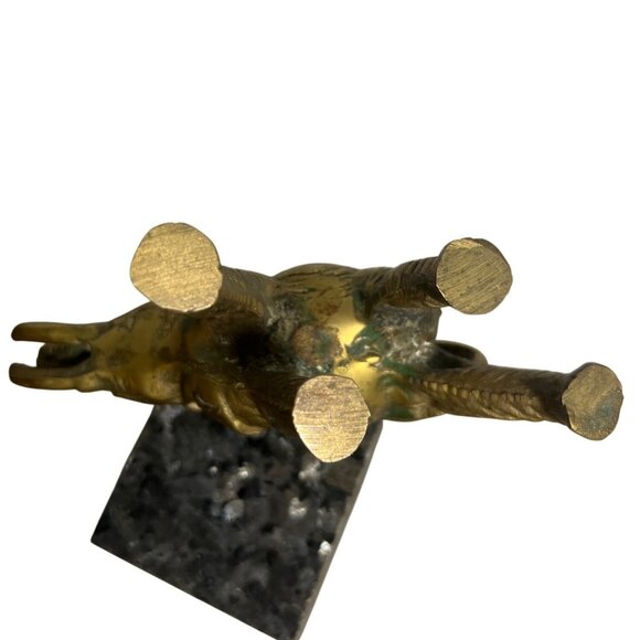 Vintage MCM Solid Brass Elephant Figurine Sculpture Trunk up Home Decor 17.4 oz - Picture 9 of 11